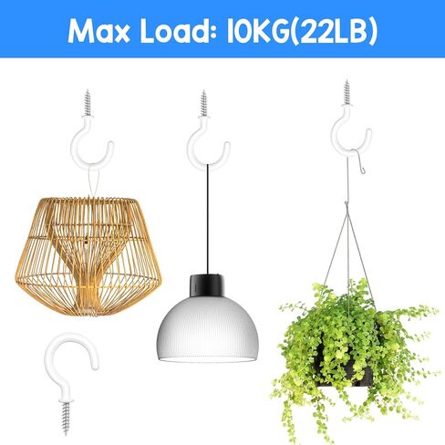 20 Pcs Vinyl Coated Ceiling Hooks 1.78 Inch Coated Screw Wall Hooks Multi-Function Ceiling Hook for Outdoors Indoors Hanging Heavy Objects on Wooden Walls Ceilings (White) in Saudi Arabia