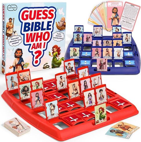 Garybank Guess Bible Who I Am Board Games for Kids, 24 Holy Bible Characters with Life Story & Verse Cards, Bible Trivia Study Supplies for Sunday School, Youth Group & Teens, Christian Catholic Gifts in Kuwait