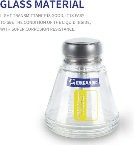 150ML Anti-static Press Type Glass Alcohol Solvent Bottle ,Press Type Liquid Bottle, Clear Glass Dispenser with Flip Top and Measuring Scales,Alcohol Container with Pump Port for Electronic Repair in Saudi Arabia