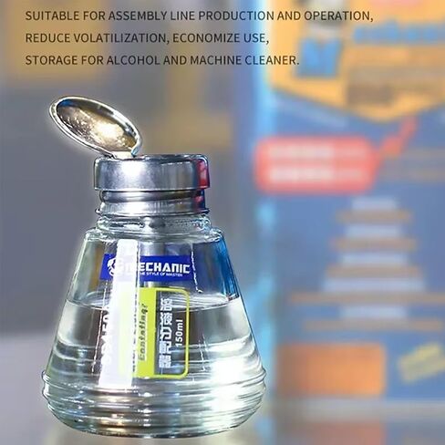 150ML Anti-static Press Type Glass Alcohol Solvent Bottle ,Press Type Liquid Bottle, Clear Glass Dispenser with Flip Top and Measuring Scales,Alcohol Container with Pump Port for Electronic Repair in Saudi Arabia