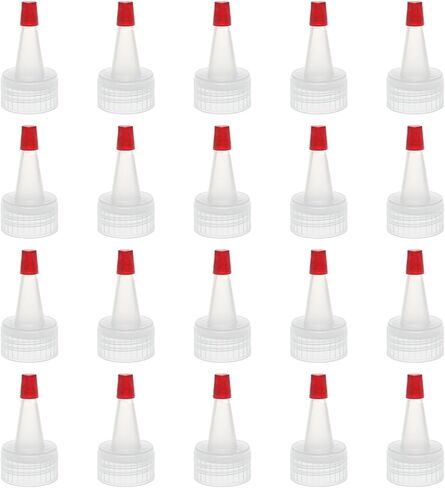 24/410 Plastic Bottle Replacement Cap Transparent Special Squeeze Bottle Replacement Cap Conical Red Leak-Proof Extrusion Nozzle for Plastic Extrusion Bottles 20PCS in Saudi Arabia
