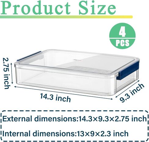 2 Pack 5.5qt 9 x 13 Clear Plastic Storage Box with Snap-Tight Latch, Stackable Organizer Container for A4 Files, Photos, Documents, Scrapbook, Crafts, and Art Supplies,Clear Storage Box With Lids in Kuwait