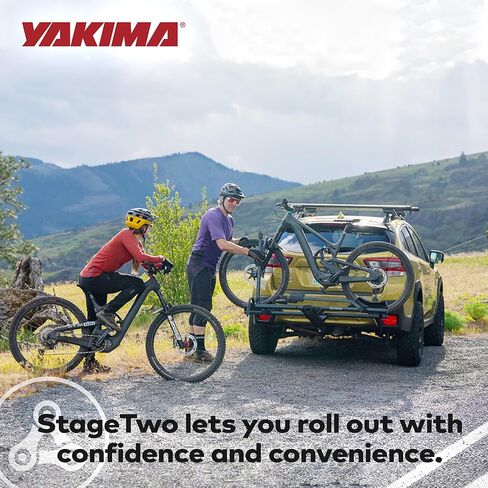 حامل دراجة Yakima StageTwo مقاس 1.25 بوصة ممتاز 4 طبقات قابل للتعديل يستوعب قواعد عجلات مقاس 52 بوصة مع رافعة إمالة عن بعد وأقفال SKS in Saudi Arabia