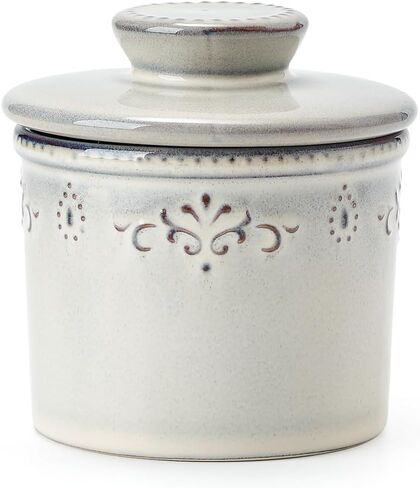 XELA Ceramic Butter Dish - French Butter Crock With Water Line - Keeps Your Butter Fresh and Spreadable - Vintage Turquoise in Saudi Arabia