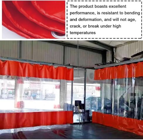 ستارة حاجز صناعي PVC شديدة التحمل - مقسم خليج غسيل السيارات بلونين، مشمع شفاف للباحات والأسطح والشرفات (3.5 × 1 متر) - حل متين ومتعدد الاستخدامات in Kuwait