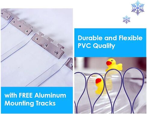 ستارة صناعية شديدة التحمل، شريط باب PVC للمبرد، سهلة التركيب، سمك 1.4 مم، الحجم: 1.35 × 2.2 م (مجموعة من 9)، مثالية للتحكم في درجة الحرارة in Kuwait