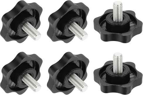 PATIKIL M8 x 70mm Thread Star Knobs, 6Pcs Plastic Star Hand Tightening Screw Clamping Handle with Bolts for Umbrella Base Replacement Woodworking Tools, Black in Saudi Arabia