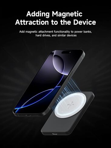 رقعة مغناطيسية Hagibis MagSafe، حلقة محول مغناطيسية، مجموعة تحويل مغناطيسية عالمية لبنك الطاقة، حاوية SSD، محطة إرساء، محور، حامل السيارة، حامل الهاتف (KM30 أبيض) in Kuwait