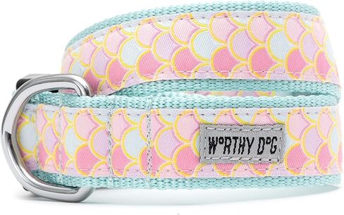 The Worthy Dog Dino Stylish & Durable Nylon Dog Collars, Adjustable Strong Buckle - Large, Navy Blue in Kuwait