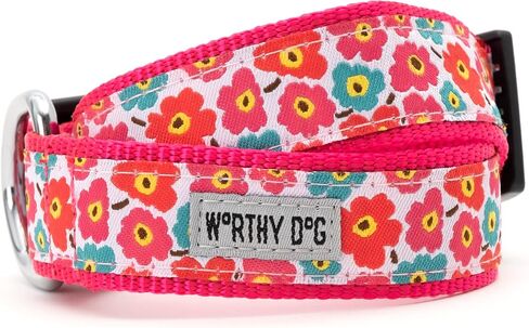 The Worthy Dog Dino Stylish & Durable Nylon Dog Collars, Adjustable Strong Buckle - Large, Navy Blue in Kuwait
