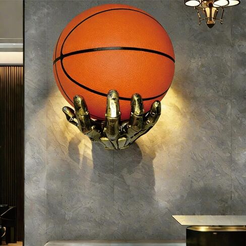 Basketball Ball Storage Holder for Wall Lightweight Resin Display Rack - Football, Volleyball Shelves for Wall Man Cave Decor - Autograph Basketball Coach Gifts, Golden in Saudi Arabia