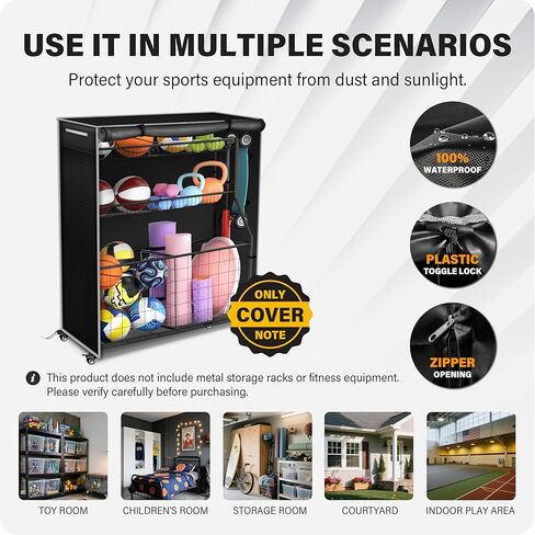غطاء منظم للمعدات الرياضية للجراج، حماية من جميع الأحوال الجوية لتخزين المرآب والمعدات الرياضية - 91.44 سم طولًا × 45.72 سم عرضًا × 114.36 سم ارتفاعًا (الغطاء فقط) in Kuwait