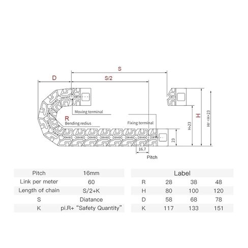 1M Cable Chain 18 Series Mute Bridge Open on Both Side Towline Transmission Drag Chain(38mm,18x37mm) in Kuwait