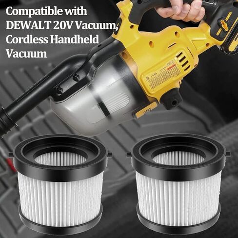 قطعتان من قطع غيار فلتر HEPA لأجزاء المكنسة الكهربائية المحمولة اللاسلكية DEWALT DCV501HB 20 فولت مع حشية سوداء، قابلة للغسل وإعادة الاستخدام، مقارنةً بالجزء DCV5011H in Kuwait
