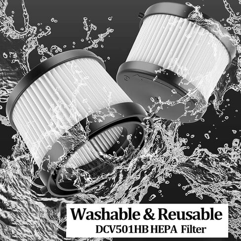 قطعتان من قطع غيار فلتر HEPA لأجزاء المكنسة الكهربائية المحمولة اللاسلكية DEWALT DCV501HB 20 فولت مع حشية سوداء، قابلة للغسل وإعادة الاستخدام، مقارنةً بالجزء DCV5011H in Kuwait