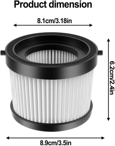 قطعتان من قطع غيار فلتر HEPA لأجزاء المكنسة الكهربائية المحمولة اللاسلكية DEWALT DCV501HB 20 فولت مع حشية سوداء، قابلة للغسل وإعادة الاستخدام، مقارنةً بالجزء DCV5011H in Kuwait