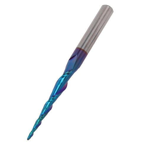 Eujgoov Tapered End Mill, 1/4in Shank, 2 Flutes Cobalt Alloy, 3D Carving Bit, Spiral Angle for CNC Milling, HRC65 Hardness, Compatible with Stainless Steel, Wood Carving Tool in Saudi Arabia