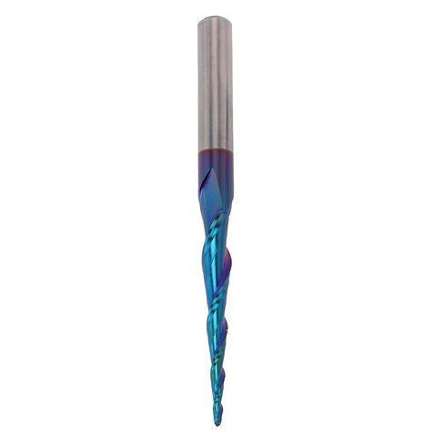 Eujgoov Tapered End Mill, 1/4in Shank, 2 Flutes Cobalt Alloy, 3D Carving Bit, Spiral Angle for CNC Milling, HRC65 Hardness, Compatible with Stainless Steel, Wood Carving Tool in Saudi Arabia
