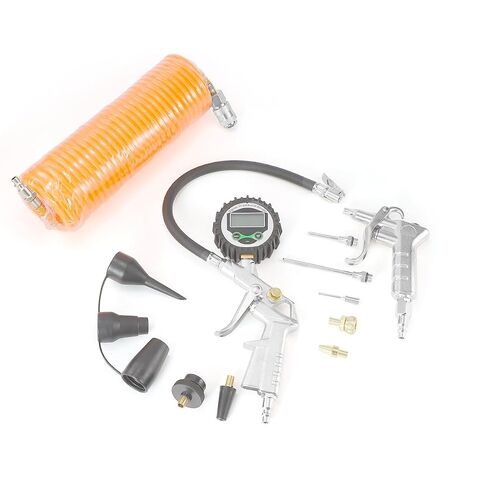 مجموعة ملحقات الضاغط - مقياس ضغط الإطارات الرقمي مع منفاخ ومسدس نفخ وخرطوم هواء للشاحنة/السيارة/سيارات الدفع الرباعي/RV/الدراجات النارية/الدراجات الهوائية/الكرات/المراتب إلخ. in Kuwait