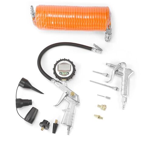 مجموعة ملحقات الضاغط - مقياس ضغط الإطارات الرقمي مع منفاخ ومسدس نفخ وخرطوم هواء للشاحنة/السيارة/سيارات الدفع الرباعي/RV/الدراجات النارية/الدراجات الهوائية/الكرات/المراتب إلخ. in Kuwait