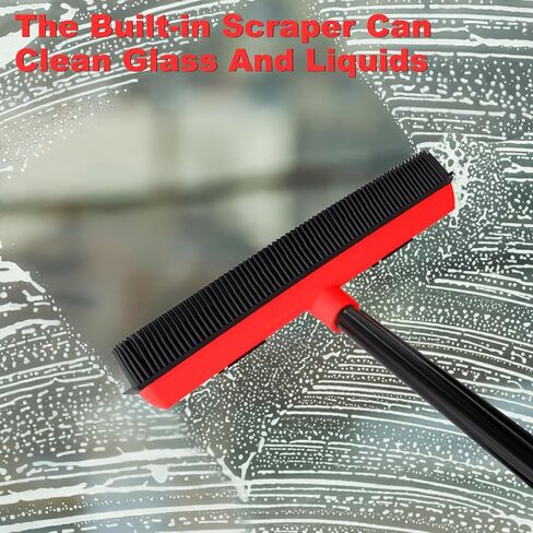 Rubber Broom for Pet Hair Removal with Squeegee, 49Inch Long Iron Handle Design, Portable Lint Remover Brush, Suitable for Carpets, Hardwood Floors and Tile Cleaning. in Kuwait