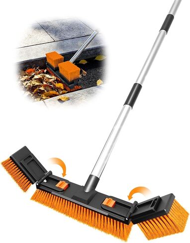 18.5"/47cm Adjustable Head Push Broom for Outdoor 57"/145cm Thickened Stainless Steel Handle Ergonomic Shop Broom Stiff Bristle Heavy Duty Industrial Concrete Garage Patio Garden Yard Deck Driveway in Saudi Arabia