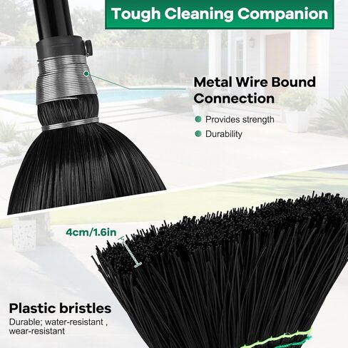 Heavy-Duty Outdoor Broom with Stiff Bristles, Outside Large Commercial Brooms with 60 Inch Long Handle for Sweeping Outdoor Garage Yard Patio Commercial Industrial in Kuwait