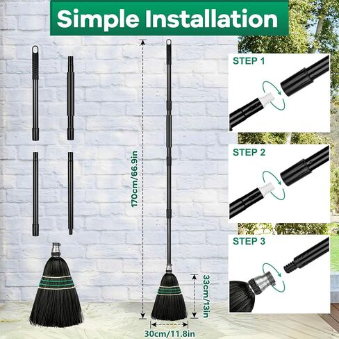 Heavy-Duty Outdoor Broom with Stiff Bristles, Outside Large Commercial Brooms with 60 Inch Long Handle for Sweeping Outdoor Garage Yard Patio Commercial Industrial in Kuwait