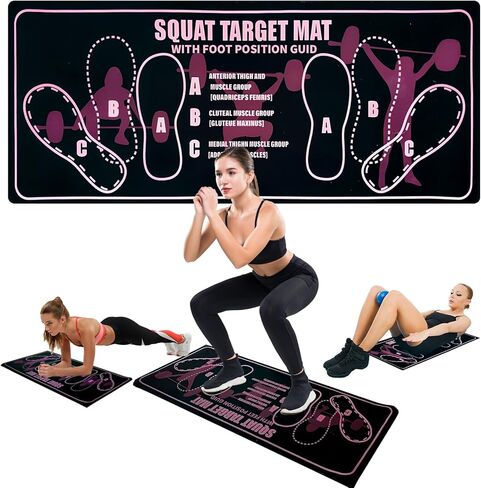 Squat Pad, Squat Mat with Foot Position for Proper Stance in Deadlifts & Squats, Non-Slip Durable Exercise Pad Support for Improved Muscle Activation, Ideal for Home Gym Leg Workout in Saudi Arabia