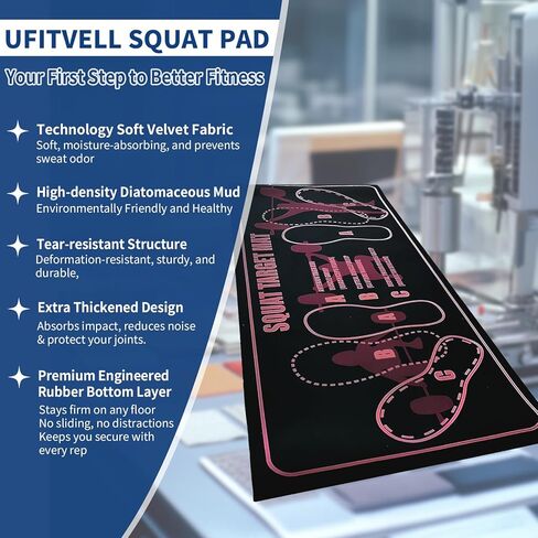 Squat Pad, Squat Mat with Foot Position for Proper Stance in Deadlifts & Squats, Non-Slip Durable Exercise Pad Support for Improved Muscle Activation, Ideal for Home Gym Leg Workout in Saudi Arabia