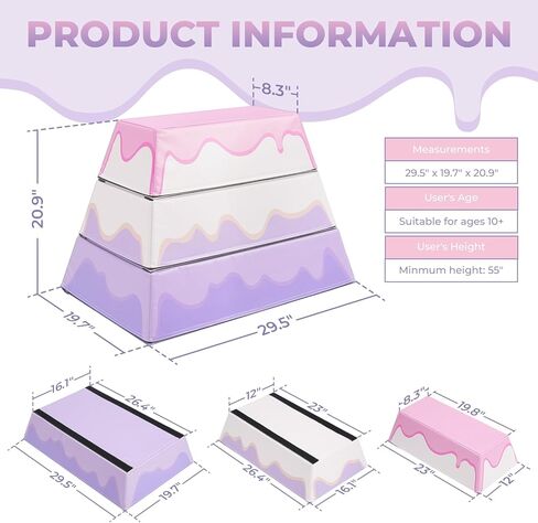 Kangaroo Hoppers Trapezoid Gymnastic Skill Mat Trapezoid Vaulting Box 29.5"x19.7"x20.9" - Kids Jumping Box for Tumbling, Skill Training & Home Gymnastics Equipment in Kuwait