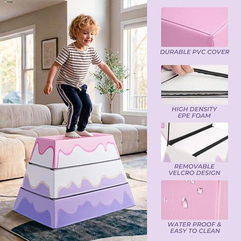 Kangaroo Hoppers Trapezoid Gymnastic Skill Mat Trapezoid Vaulting Box 29.5"x19.7"x20.9" - Kids Jumping Box for Tumbling, Skill Training & Home Gymnastics Equipment in Kuwait