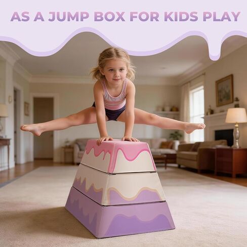 Kangaroo Hoppers Trapezoid Gymnastic Skill Mat Trapezoid Vaulting Box 29.5"x19.7"x20.9" - Kids Jumping Box for Tumbling, Skill Training & Home Gymnastics Equipment in Kuwait