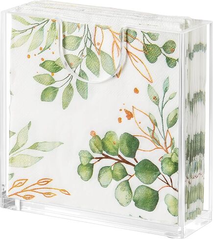 Clear Acrylic Napkin Holder for Table, Elegant Non-Slip Guest Towel Tray for Bathroom, Waterproof Vertical Tissue Dispenser for Kitchen, Dining, Bar, Office or Restaurant Square with rounded corners in Saudi Arabia