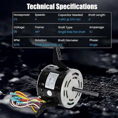 60L21 Furnace Blower Motor – Replacement for Lennox 60L21, 60L2101, 29W71, 21W85 – 1/3 HP 115V 1075 RPM Furnace Motor – Compatible with Armstrong, Ducane, Allied, Concord, US Motors K55HXHFZ-8638 in Kuwait