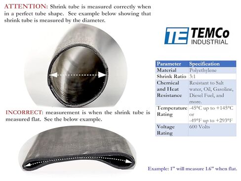5 Lot TEMCo 3/8" Marine Heat Shrink Tube 3:1 Adhesive Glue Lined 4 ft Black in Saudi Arabia