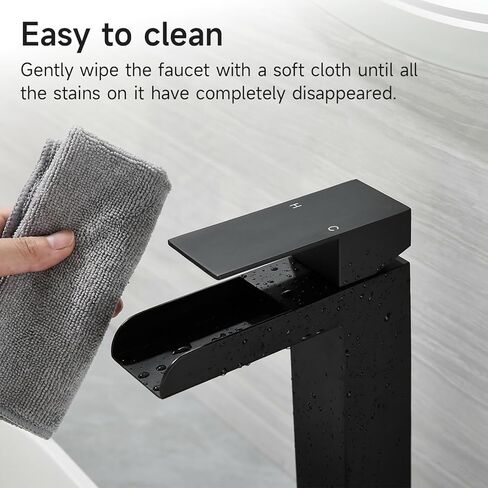 صنبور حمام شلال أسود طويل القامة، صنبور حوض سفينة هانلد واحد مع صنبور شلال، صنابير حمام لفتحة واحدة، صنبور خلاط مرحاض RV مع تصريف منبثق وخراطيم KMBF015B in Kuwait