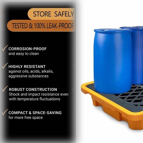 Modular Spill Containment Platform with Forklift Pockets Oil Tank Spill Tray Durable Plastic Spill Tray for Industrial Lab & Workshop(128x128x17cm) in Saudi Arabia