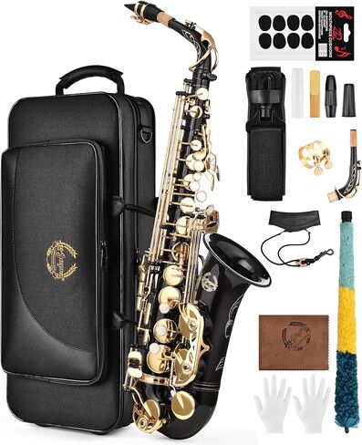 Leo Jaymz Eb Alto Saxophone - One-Piece Body & Neck Construction, H68 Brass, with Thickened Travel Bag - Complete Beginner to Professional Kit (Gold) in Saudi Arabia