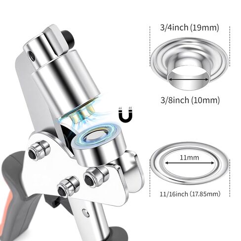 مجموعة أدوات جروميت شديدة التحمل - 600 مجموعة حلقات تثبيت 3/8 بوصة، أداة ثقوب ضغط يدوية مع ثقب لنسيج القنب، لافتة جلدية، خيام قماشية من الفينيل (600 مجموعة 3/8 بوصة - فضي وذهبي) in Kuwait