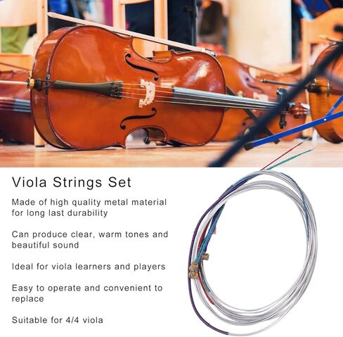 Viola Strings, 4 Pcs Viola String Replacement Set, Metal Viola Strings Accessories for Distinguishing Strings, Easy Installation and Tuning in Saudi Arabia