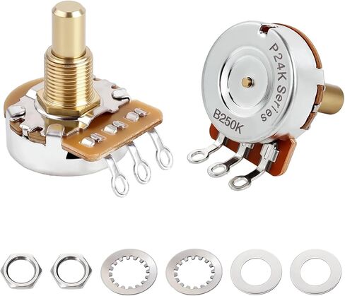 Banworks Brass B250K Imperial 3/8" Thread Full Sized Solid Shaft Pots Long Shaft (19mm Length) Linear Taper Electric Guitar Potentiometer for Gibson Les Paul LP/SG Fender Strat/Tele PRS 1pc JT/XNQ-22 in Saudi Arabia