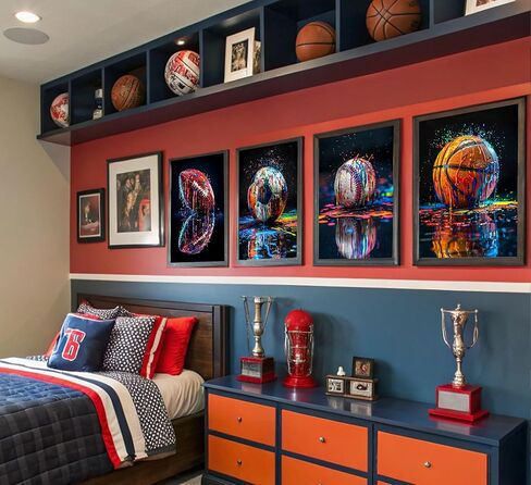 4Pcs Graffiti Sport Wall Art Colorful Basketball Baseball Wall Decor American Football Posters Prints Trendy Cool Pop Football Canvas Painting for Teen Boys Room Bedroom Pictures 8x10in Unframed in Saudi Arabia