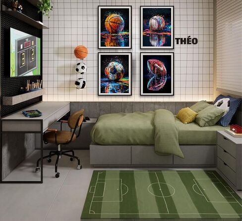 4Pcs Graffiti Sport Wall Art Colorful Basketball Baseball Wall Decor American Football Posters Prints Trendy Cool Pop Football Canvas Painting for Teen Boys Room Bedroom Pictures 8x10in Unframed in Saudi Arabia