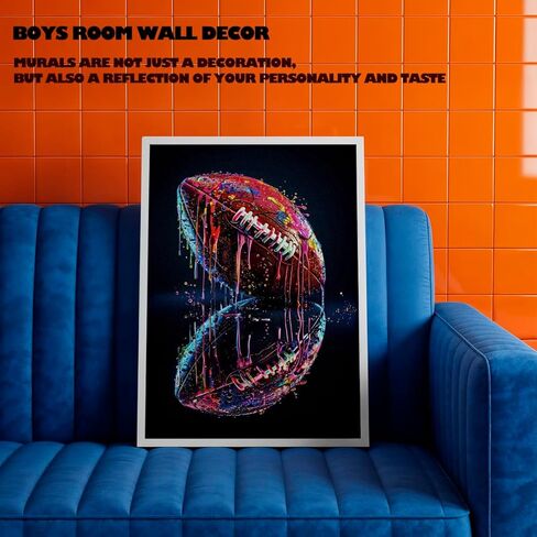 4Pcs Graffiti Sport Wall Art Colorful Basketball Baseball Wall Decor American Football Posters Prints Trendy Cool Pop Football Canvas Painting for Teen Boys Room Bedroom Pictures 8x10in Unframed in Saudi Arabia