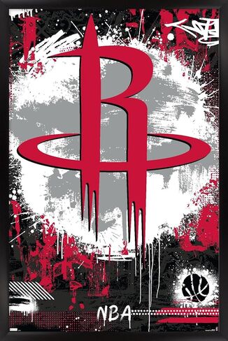 NBA Houston Rockets - Maximalist Logo 23 Wall Poster, 34L" x 22.4W", Black Framed Version in Saudi Arabia