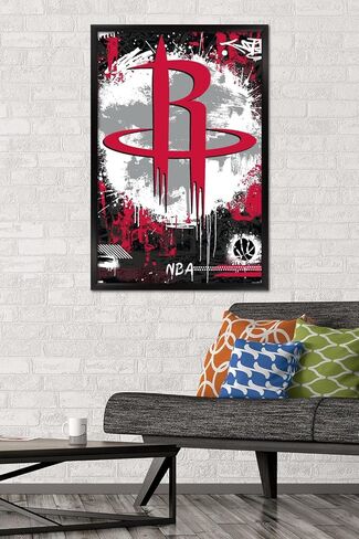 NBA Houston Rockets - Maximalist Logo 23 Wall Poster, 34L" x 22.4W", Black Framed Version in Saudi Arabia
