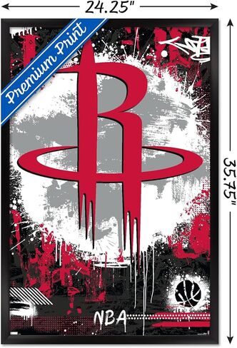 NBA Houston Rockets - Maximalist Logo 23 Wall Poster, 34L" x 22.4W", Black Framed Version in Saudi Arabia