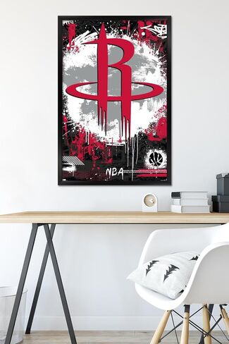 NBA Houston Rockets - Maximalist Logo 23 Wall Poster, 34L" x 22.4W", Black Framed Version in Saudi Arabia