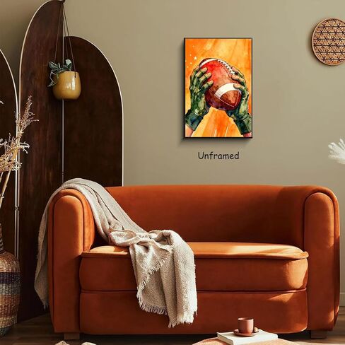 TOCDGOO American Football Watercolor Poster - 16x24 Inch Unframed Inspirational Wall Art, Hands Holding Football Canvas Print for Sports Fans Game Room Man Cave Decor in Kuwait